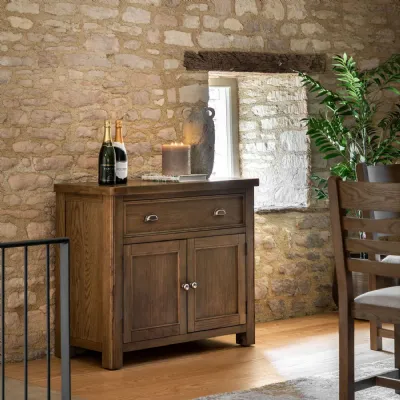 Natural Dark Oak 2 Door 1 Drawer Small Sideboard
