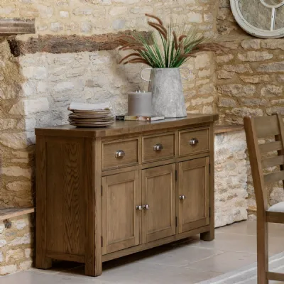 Natural Oak Large 3 Door 3 Drawer Sideboard