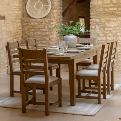 Natural Dark Oak Large Extending Dining Table