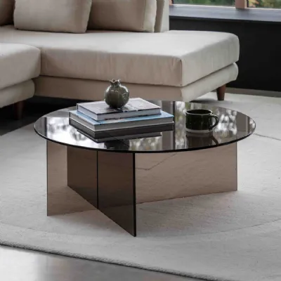 Charcoal Glass Retro Round Coffee Table