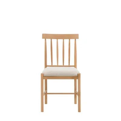 Natural Oak Farmhouse Style Dining Chair with Padded Seat