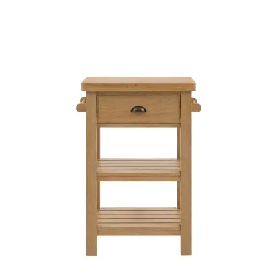 Natural Oak 1 Drawer Butchers Block with Open Shelves