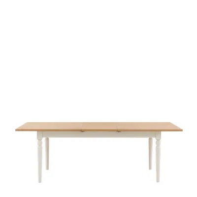 White Wood Large Extending Dining Table 180 to 230cm Oak Top