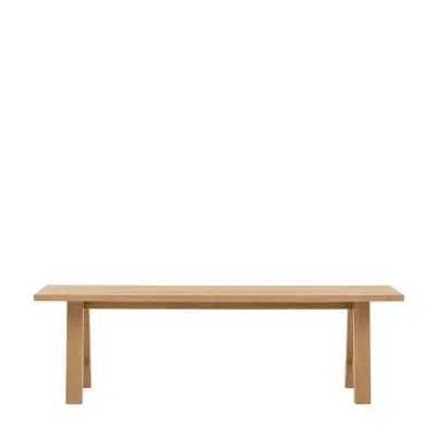 Natural Oak Large Trestle Dining Bench Angled Legs 150cm