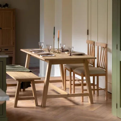 Natural Oak Extending Trestle Dining Table 160 to 200cm