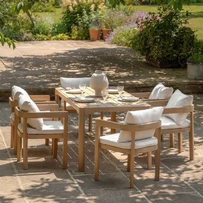 Natural Wooden 6 Seater Outdoor Dining Set