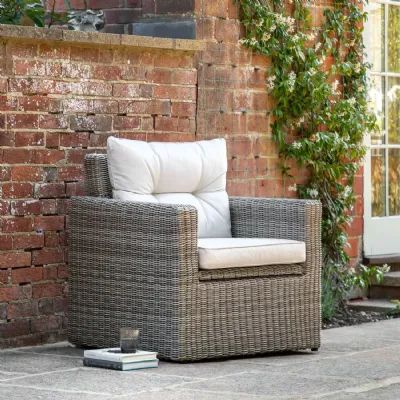 Grey Poly Rattan Large Outdoor Storage Armchair