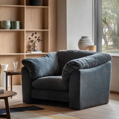 Verona Azure Fabric Armchair with Cushioned Wrap Arms