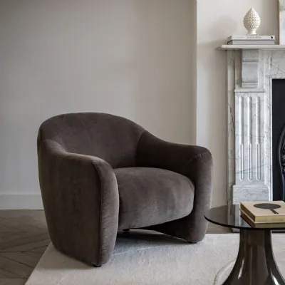 Verona Moody Fabric Curved Armchair with Sculpted Design