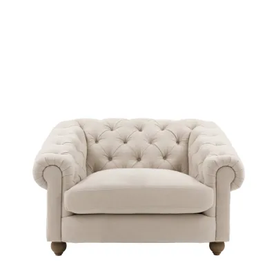 Dusty Willow Fabric Buttoned Back Chesterfield Armchair