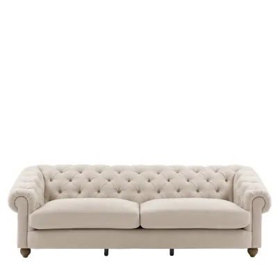 Willow Dusty Fabric 4 Seater Buttoned Back Chesterfield Sofa
