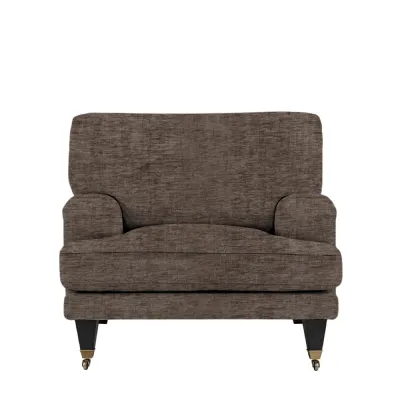 Celine Shadow Fabric Armchair with Pea Arm and Brass Casters