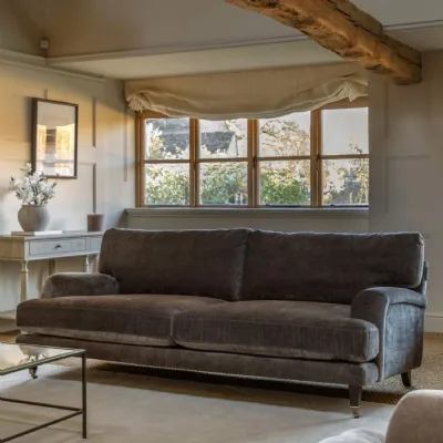 Celine Shadow Fabric 4 Seater Sofa with Pea Arms