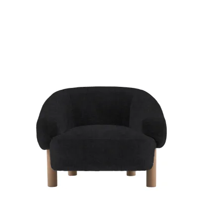 Verona Carbon Fabric Sculptural Armchair with Grey Wash Legs
