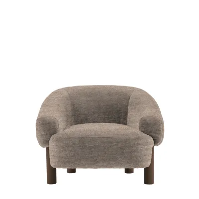Mikah Wicker Fabric Sculptural Armchair with Ebony Legs
