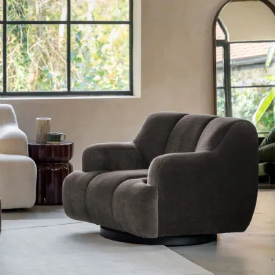 Verona Moody Fabric Swivel Armchair with Curved Arms