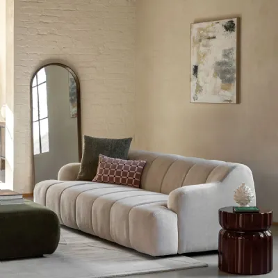 Verona Ghost Fabric Upholstered Retro 3 Seater Sofa