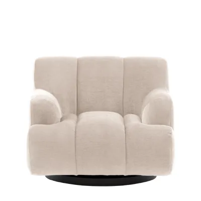 Verona Ghost Fabric Swivel Armchair with Curved Arms