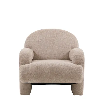 Mikah Wicker Fabric Armchair with Curved Retro Design