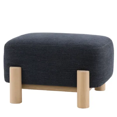 Willow Pacific Fabric Small Footstool with Light Wood Legs