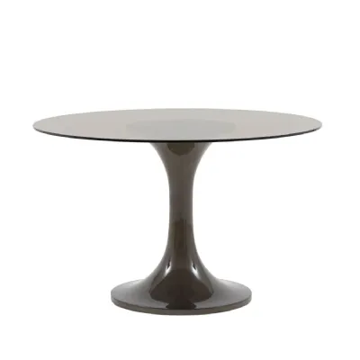 Retro Brown Glass 1.2m Round Dining Table Fluted Base