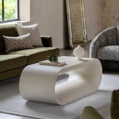 Natural Glass Fibre Concrete Rounded Curved Coffee Table