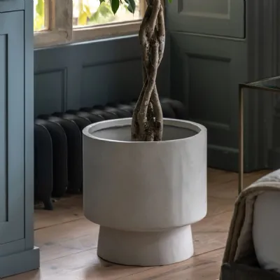 White Footed Outdoor Round Planter