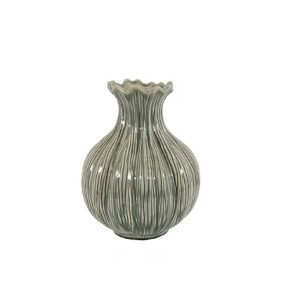 Aven Glazed Vase Fennel Green