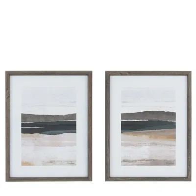 Grey Abstract Set of 2 Drift Away Framed Wall Art
