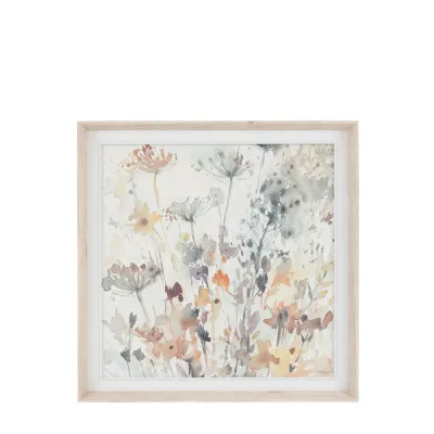 Wild Flowers Hand Painted Canvas Portrait Wall Art Oak Frame
