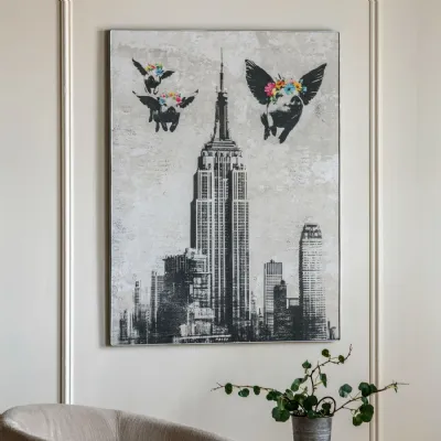 Grey Wooden Dreamscape Canvas Wall Art with Silver Frame