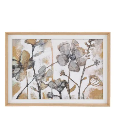 Beige Grace of Nature Canvas Wall Art with Oak Frame