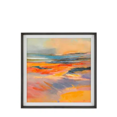 Orange Nature Hand Painted Canvas Wall Art Black Framed