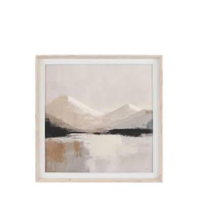 Mountain Scenery Hand Painted Canvas Wall Art Oak Framed