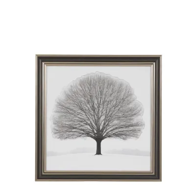 Solitary Tree in Charcoal Tones Glitter Detail Wall Art