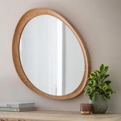 Natural Oak Pebble Shaped Large Wall Mirror