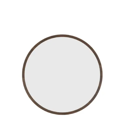 Walnut Oak Round Wall Mirror Scandinavian Style