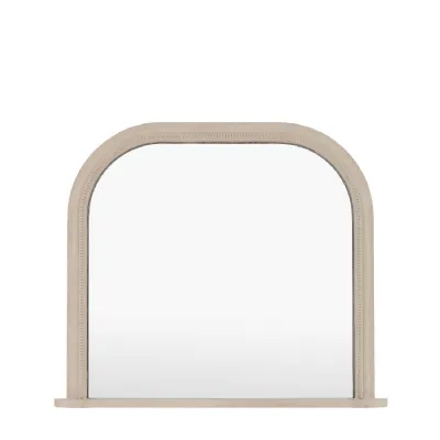 Washed Grey Wood Overmantle Mirror with Beadwork Detailing