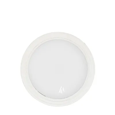 White Wooden Round Wall Mirror Beadwork Detailing