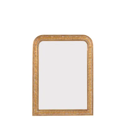 Glass Size mm 490 x 690mm Gold Grey Arch Mirror Gold