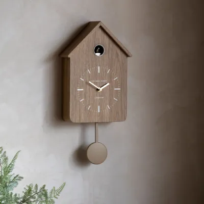Oak Wood Cuckoo Wall Clock with Night Mode