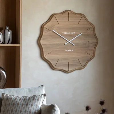 Light Cedar Wave Design 28in Wall Clock Wooden Face