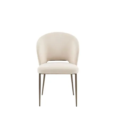 Vanilla Fabric Curved Back Dining Chair Metal Legs