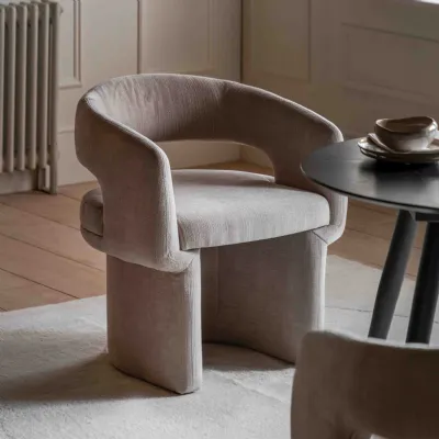 Natural Fabric Curved Back Modern Dining Chair