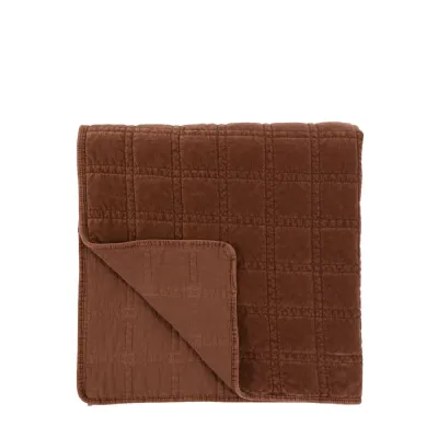 Velvet Quilted Bedspread Rust