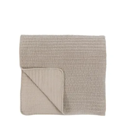 Cotton Velvet Stitched Bedspread Taupe