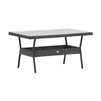 Homely Rattan Glass Top Dining Table in Grey