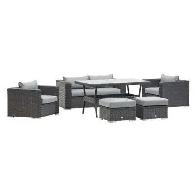 Homely Rattan Sofa Dining Set in Grey