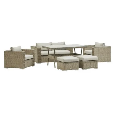 Homely Rattan Sofa Dining Set in Natural