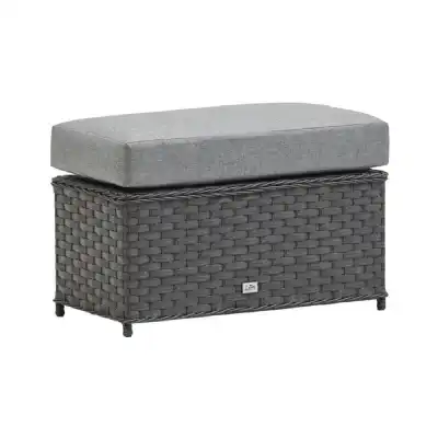 Homely Rattan Rectangular Stool in Grey